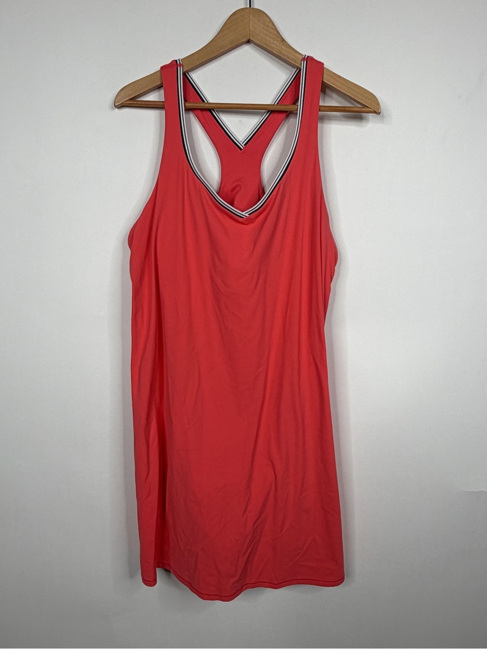 all in motion Coral Racerback Tank Dress with Striped Trim